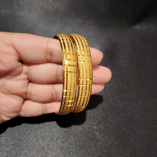 Cecilia 20k Gold Plated Kada Bangle Set (Pair) (2.4, 2.6, 2.8 & 2.10 Available)