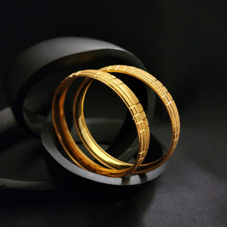 Cecilia 20k Gold Plated Kada Bangle Set (Pair) (2.4, 2.6, 2.8 & 2.10 Available)