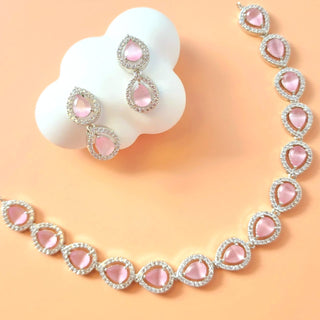 Cecily Pink Diamond Simulant Necklace Set