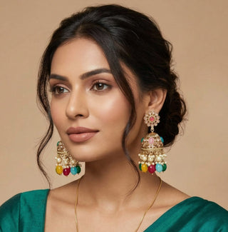 Claire Multicolour Polki Jhumka Earrings
