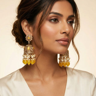 Claire Yellow Polki Jhumka Earrings