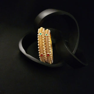 Cora Multicolour Gold Kada Bangles (Pair) (2.6, 2.8)