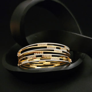 Dakota 22k plated Dual Tone CZ 20k Gold Plated Bangle Set (Pair) (2.4, 2.6, 2.8 & 2.10)