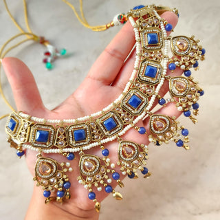 Dakota Blue Polki Necklace Set with Tikka