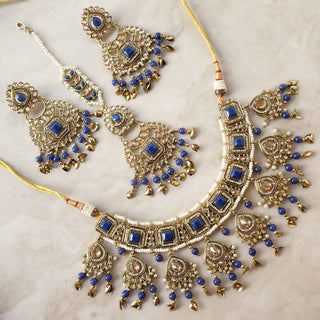 Dakota Blue Polki Necklace Set with Tikka