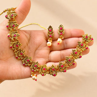 Daphne Multicolour Kemp Gold Necklace Set