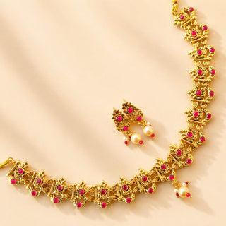 Daphne Multicolour Kemp Gold Necklace Set