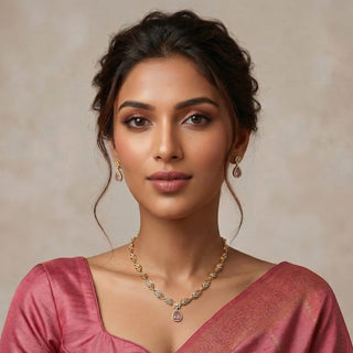 Debbie Pink CZ Diamond Simulant Necklace Set