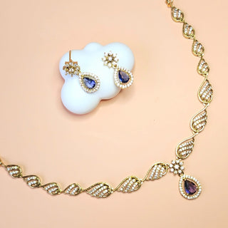 Debbie Purple CZ Diamond Simulant Necklace Set