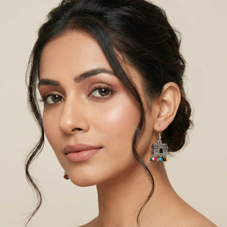 Delani German Silver Multicolour Earrings