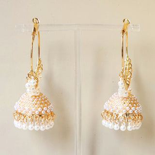 Delilah White Gold Finish Bali Jhumka Earrings