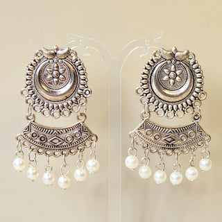 Delphine White German Silver Earrings