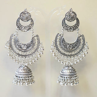 Deluca German Silver Jhumka Earrings