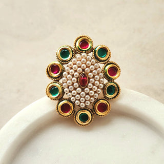 Dierdre Multicolour Kundan Adjustable Ring