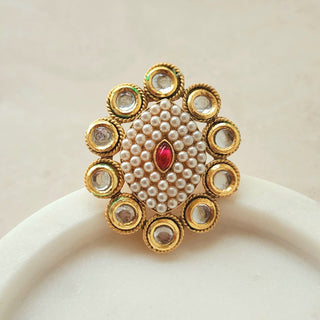 Dierdre White Kundan Adjustable Ring