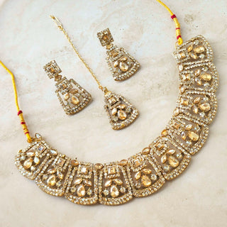 Edith Gold Polki Necklace Set with Tikka