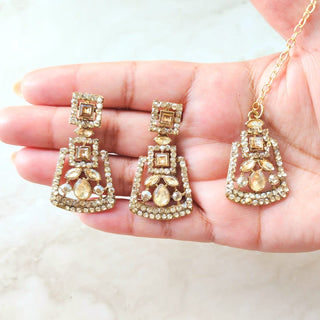 Edith Gold Polki Necklace Set with Tikka