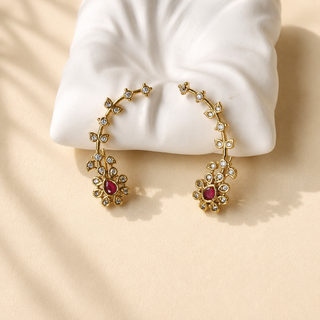 Edwina CZ Diamond Multicolour Lightweight & Easy to Wear Ear Cuff Earrings