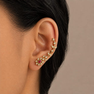 Edwina CZ Diamond Multicolour Lightweight & Easy to Wear Ear Cuff Earrings