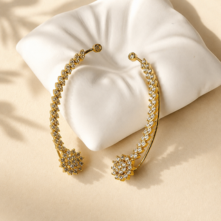 Edwina CZ Diamond White Lightweight & Easy to Wear Ear Cuff Earrings