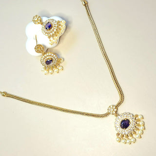 Elara Purple Gold Pendant CZ Diamond Simulant Necklace Set