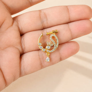 Ella Gold Diamond Clip-on Nose Ring Nath (no piercing needed)