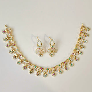 Ellie Multicolour CZ Diamond Simulant Kemp Necklace Set