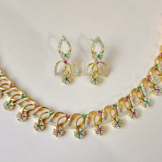 Ellie Multicolour CZ Diamond Simulant Kemp Necklace Set