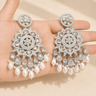 Elsa Silver Baahubali Polki Tikka Set (with Detachable Hair Chain)