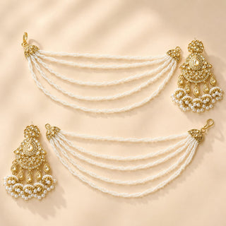 Elsia Gold Baahubali Polki Tikka Set (with Detachable Hair Chain)