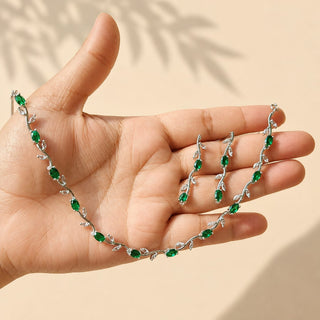 Elyna Green CZ Diamond Simulant Necklace Set