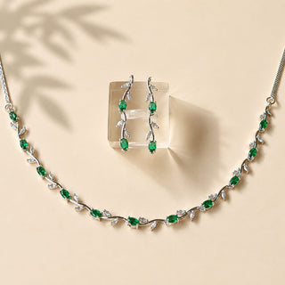 Elyna Green CZ Diamond Simulant Necklace Set