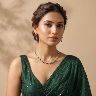 Elyna Green CZ Diamond Simulant Necklace Set