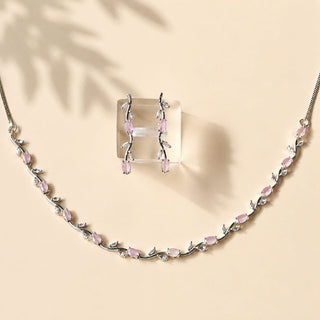 Elyna Pink CZ Diamond Simulant Necklace Set