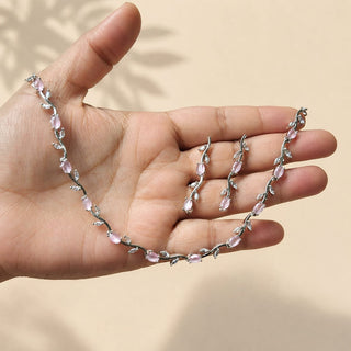 Elyna Pink CZ Diamond Simulant Necklace Set