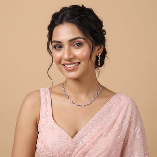 Elyna Pink CZ Diamond Simulant Necklace Set