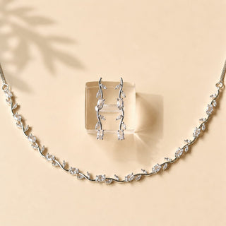 Elyna White CZ Diamond Simulant Necklace Set