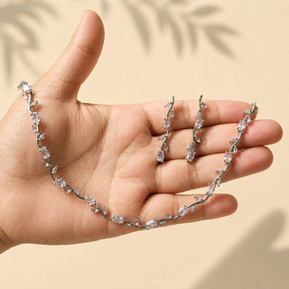 Elyna White CZ Diamond Simulant Necklace Set