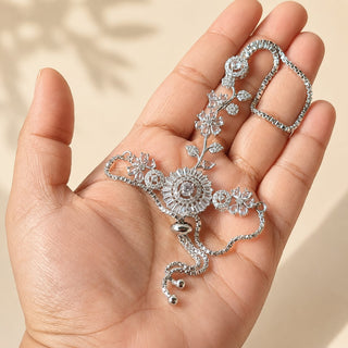 Elyse Diamond Silver Hathphool (Fits 2.4 to 2.10) (Pair)