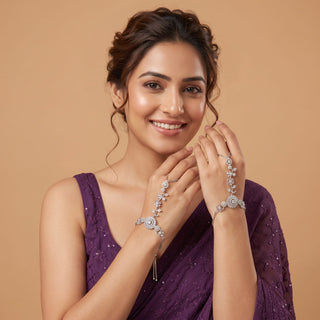 Elyse Diamond Silver Hathphool (Fits 2.4 to 2.10) (Pair)