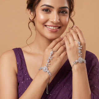 Elyse Diamond Silver Hathphool (Fits 2.4 to 2.10) (Pair)