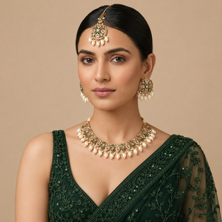 Georgina Green Polki Necklace Set with Tikka