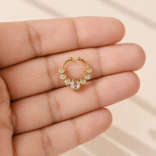 Emma Gold Diamond Clip-on Septum Nose Ring Nath (no piercing needed)