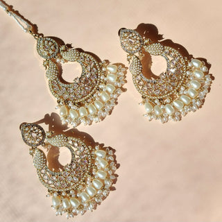 Emma White Premium Polki and CZ Diamond Tikka Set