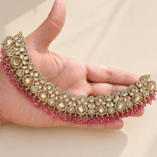 Emmie Pink Polki Necklace Set with Tikka
