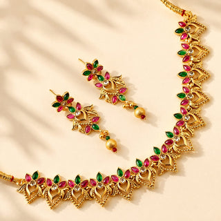 Faye Multicolour Kemp Gold Finish Necklace Set