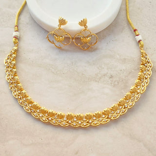 Flora Lotus Diamond Simulant 20k Gold Plated Necklace Set