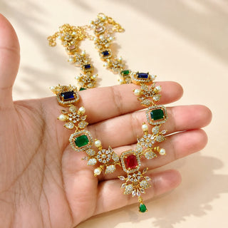Florence Multicolour Luxury CZ Diamond Long Necklace Set