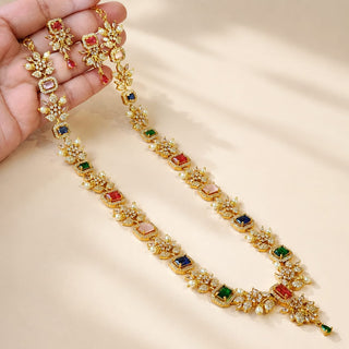 Florence Multicolour Luxury CZ Diamond Long Necklace Set