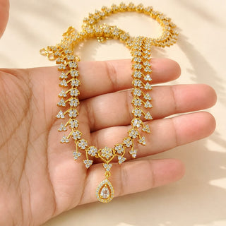 Florence White Luxury CZ Diamond Long Necklace Set
